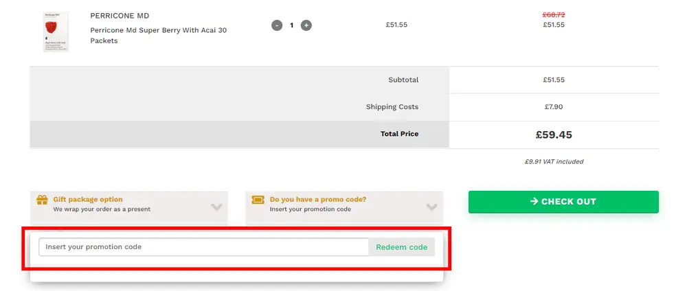 Screenshot showing where to apply a BeautyTheShop code at checkout on beautytheshop.com