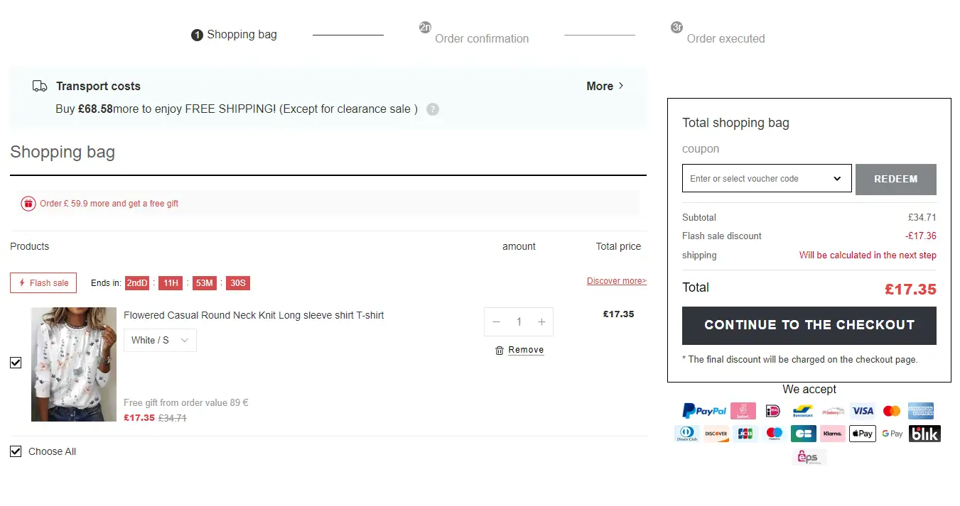 Screenshot showing where to apply a Modetalente promo code at checkout on www.modetalente.com