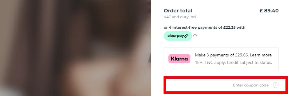 Screenshot showing where to apply a Foreo promo code during checkout on www.foreo.com.
