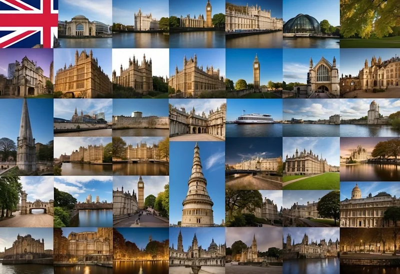A diverse range of UK landmarks and attractions with discount codes displayed alongside for travel bookings