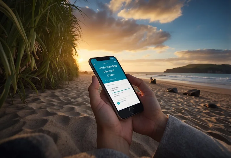 A person enters a discount code while booking a trip in the UK. The code is applied, and the price is reduced