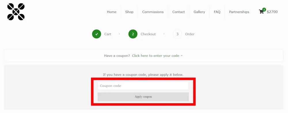 Screenshot where to enter Dice Maniax voucher code on dicemaniax.com