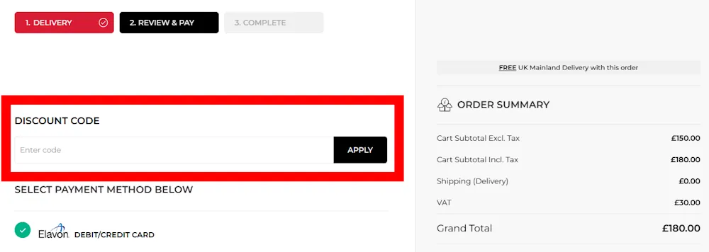 Screenshot showing where to apply a Hiatt Hardware promo code at checkout on www.hiatt-hardware.com.