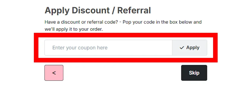 Screenshot showing where to apply a Grade Mobile code on grademobile.co.uk