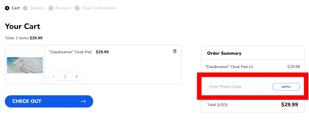 Screenshot showing where to apply a HYTE code on hyte.com